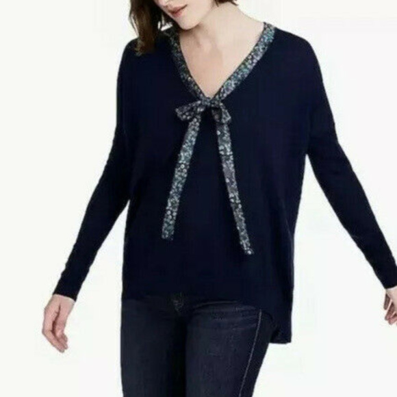 J.Crew X Abigail Borg Wool Tie-neck Sweater L - Picture 2 of 8